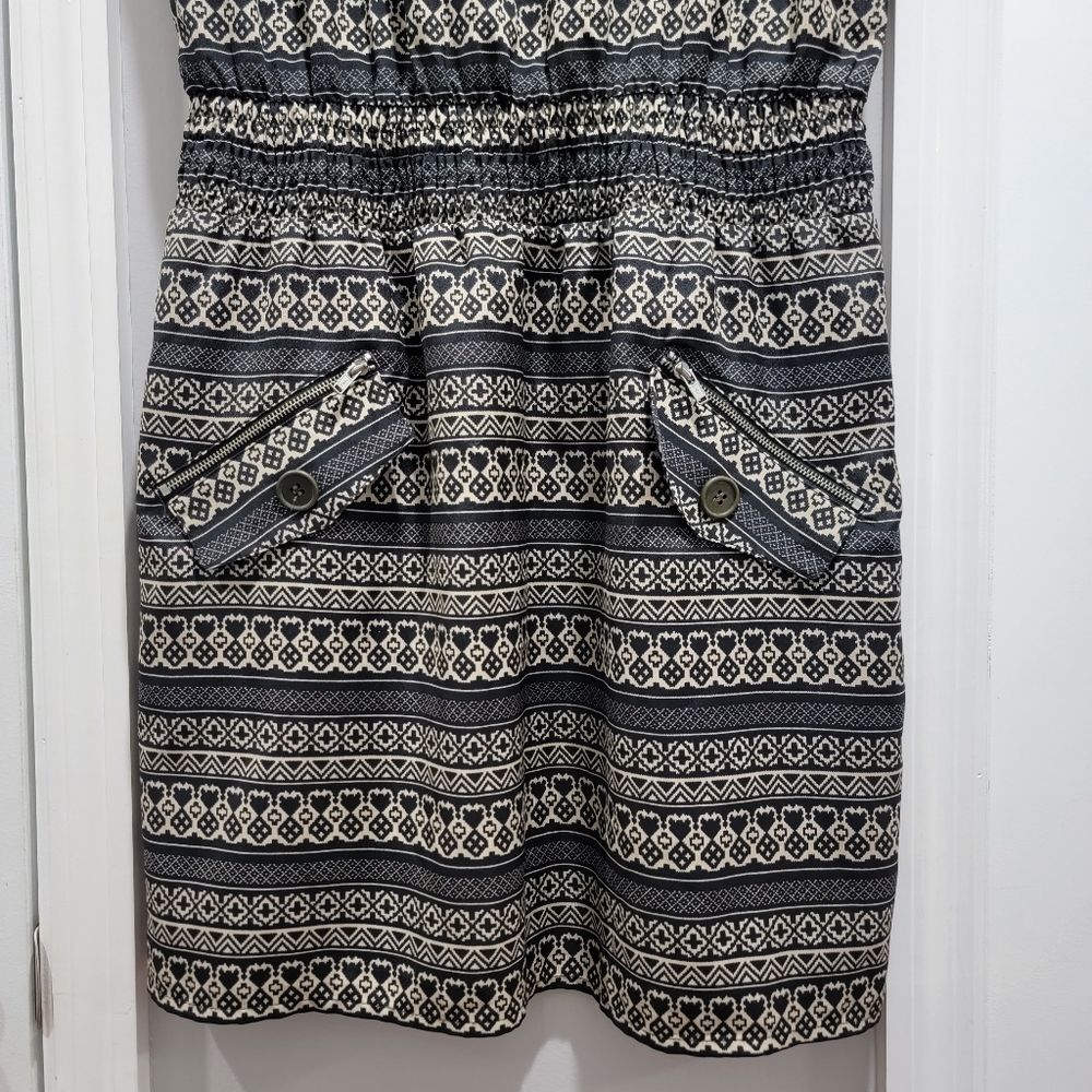 Allen B Pattern Shirt Dress with Smocked Waist - Picture 5 of 15